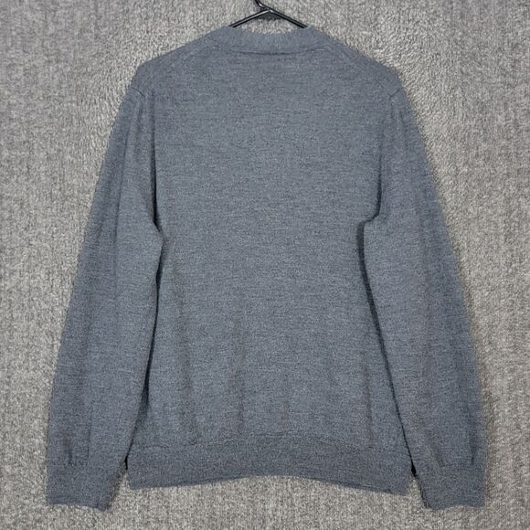 Gap Sweater Mens XL Gray Heather 100% Extra Fine Merino Wool V Neck Cardigan - Picture 7 of 13